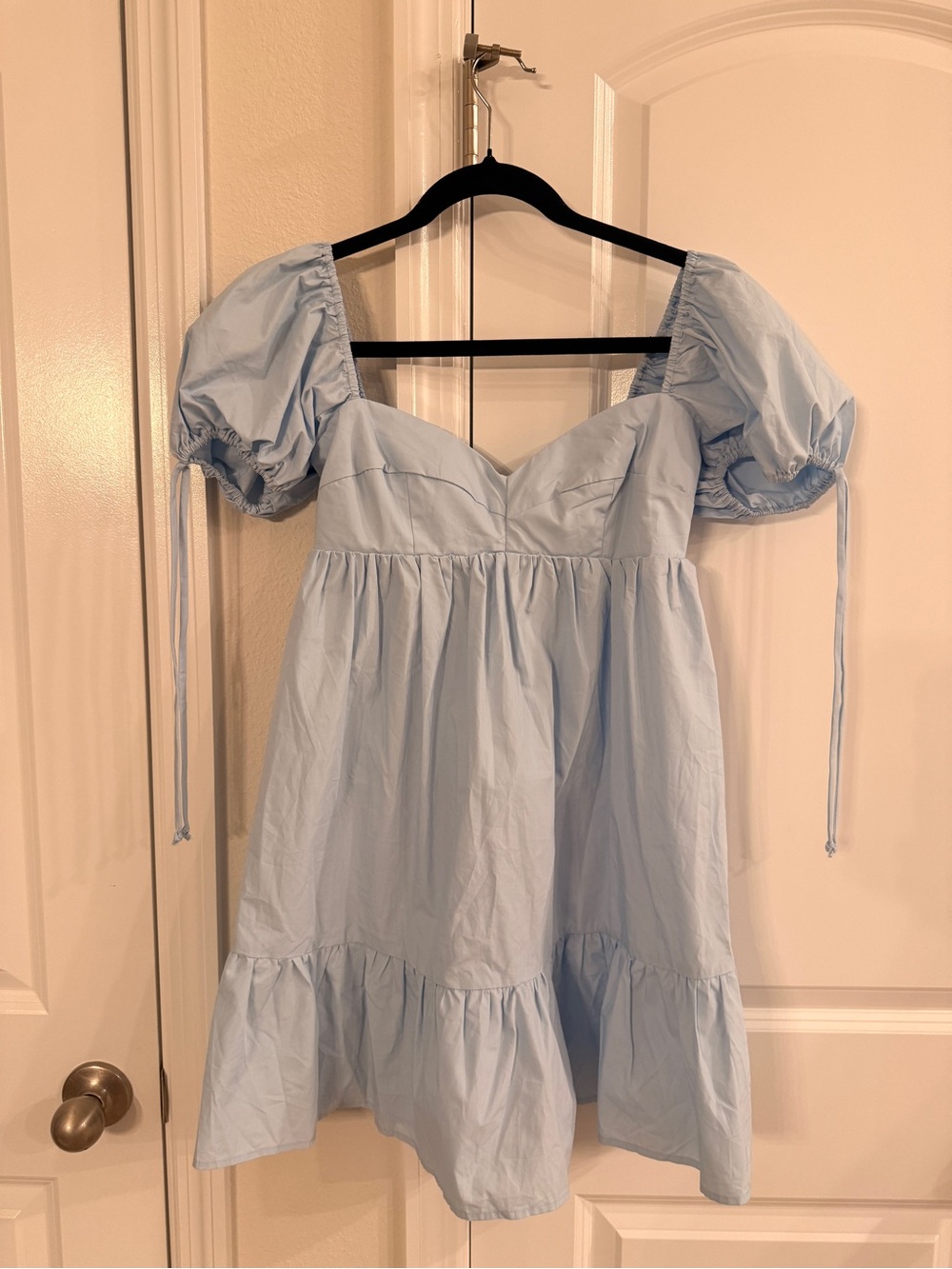 Jessie Sweetheart Neckline Puff-Sleeve Mini Dress - Light Blue - Picture 3 of 5